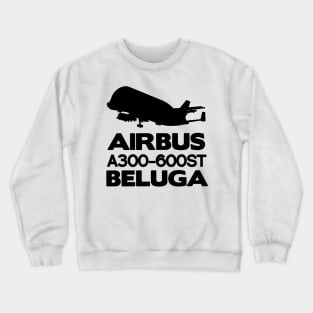 Airbus A300-600ST Beluga Silhouette Print (Black) Crewneck Sweatshirt